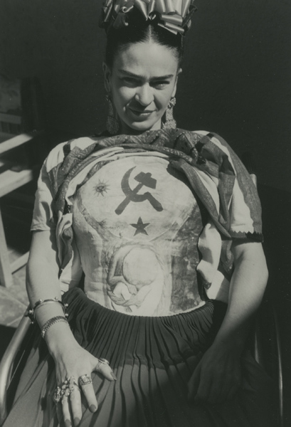 Artist Frida Kahlo with Communist Painted Corset