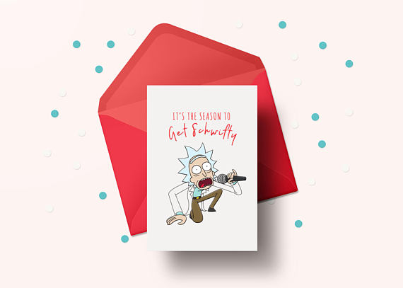 rick and morty get schwifty christmas card etsy